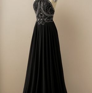 Bold Black High neck with backless zipper closure party wear Gowns